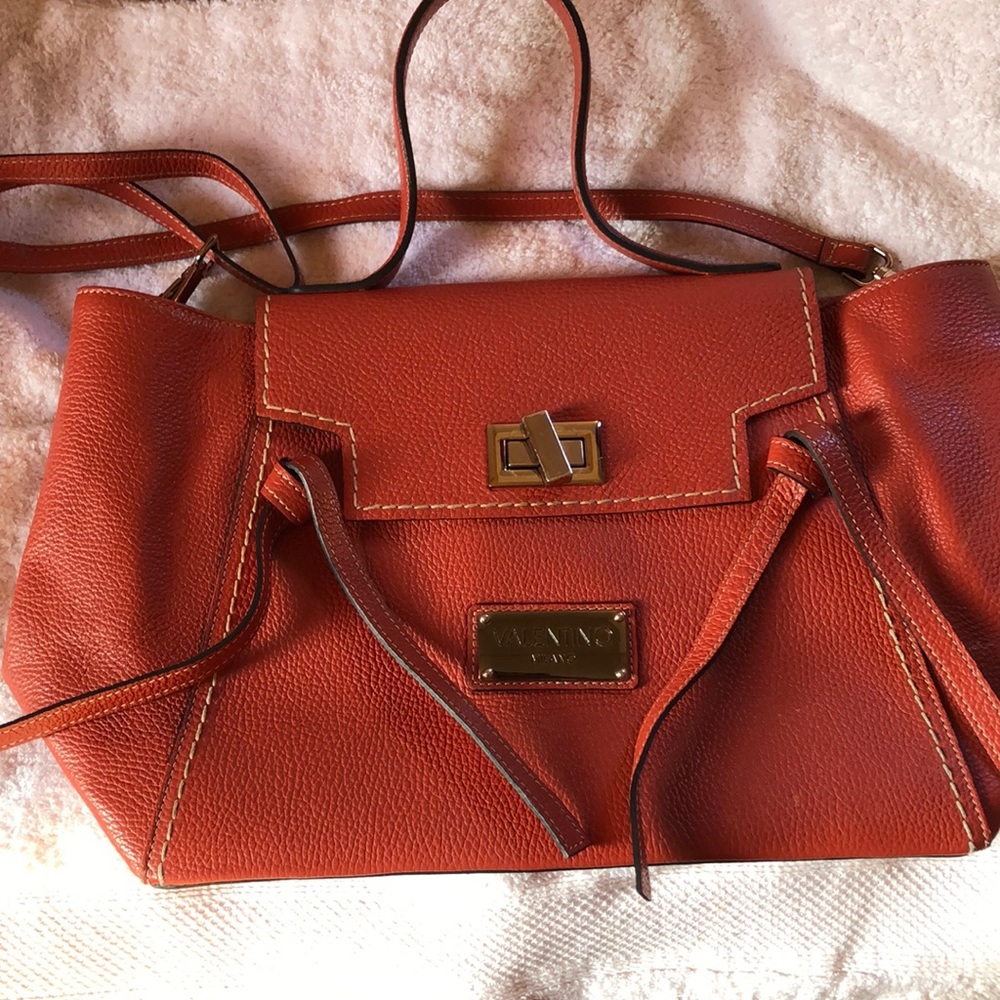 Valentino Milano Satchel Handbag in Rust Color